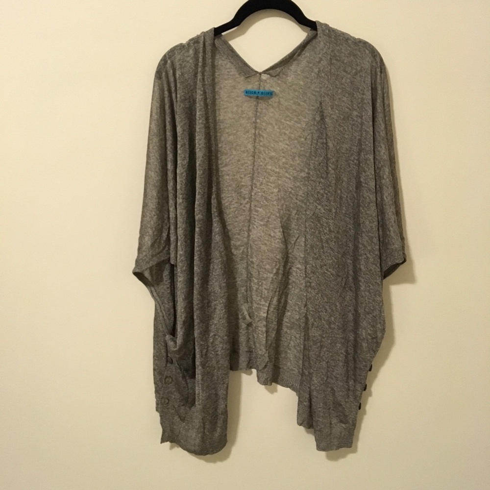 Alice + Olivia Silver Metallic Button Cardigan